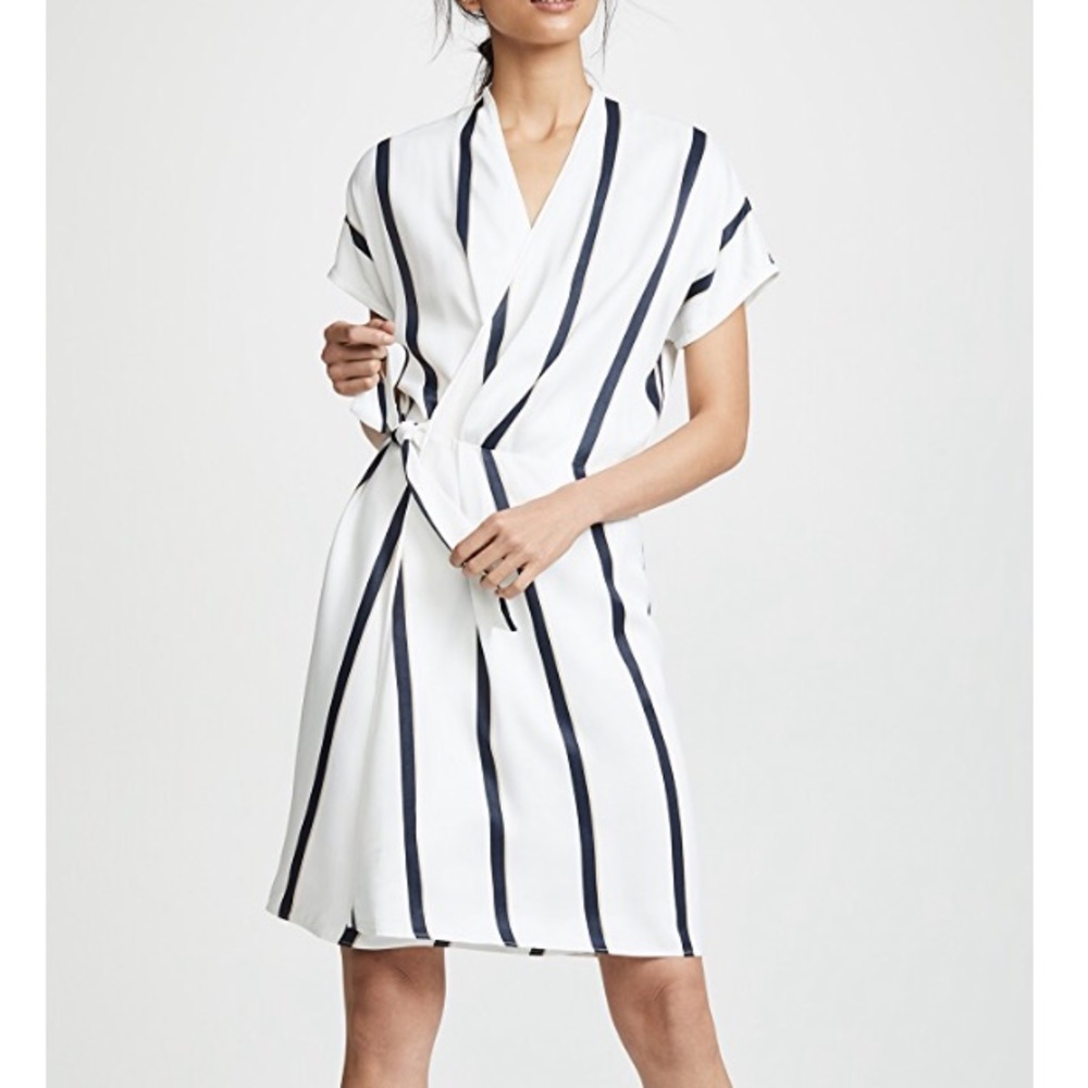 Equipment Femme Leonce Stripe Wrap Dress V Neck - Picture 2 of 8